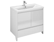 Тумба с раковиной Velvex Klaufs 80.2D.1Y белый глянец
